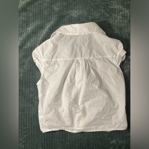 100% cotton v-neck cropped shirt - Picture 4 of 6